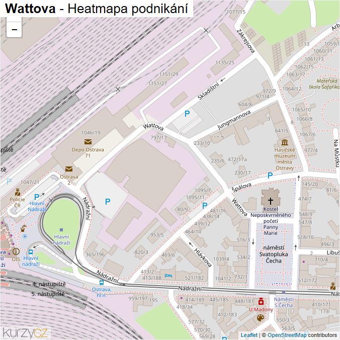 Mapa Wattova - Firmy v ulici.