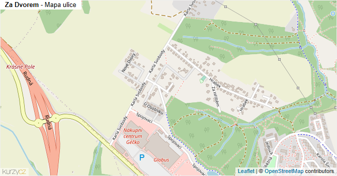 Za Dvorem - mapa ulice