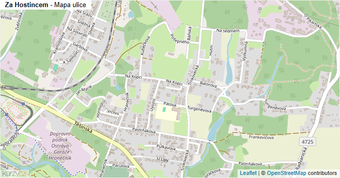 Za Hostincem - mapa ulice