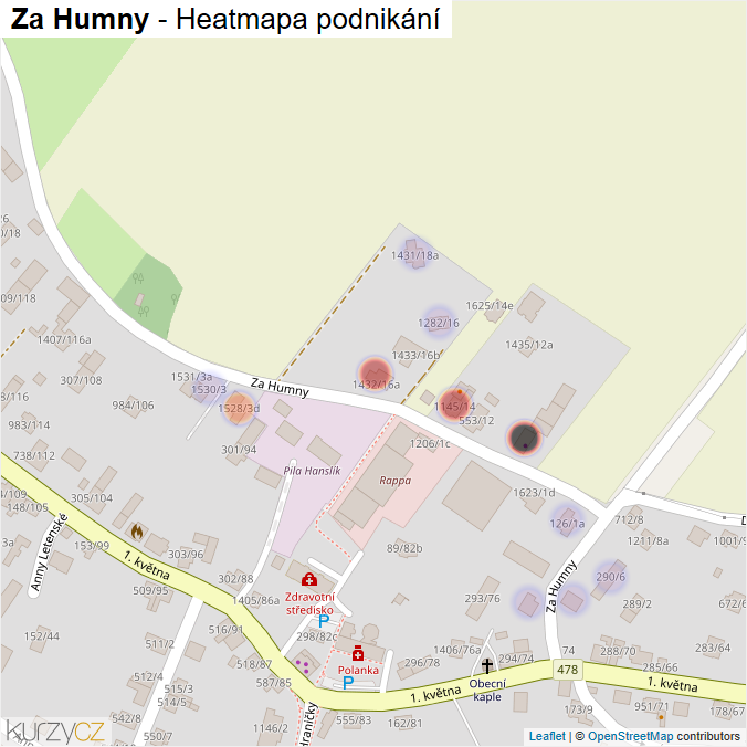 Mapa Za Humny - Firmy v ulici.