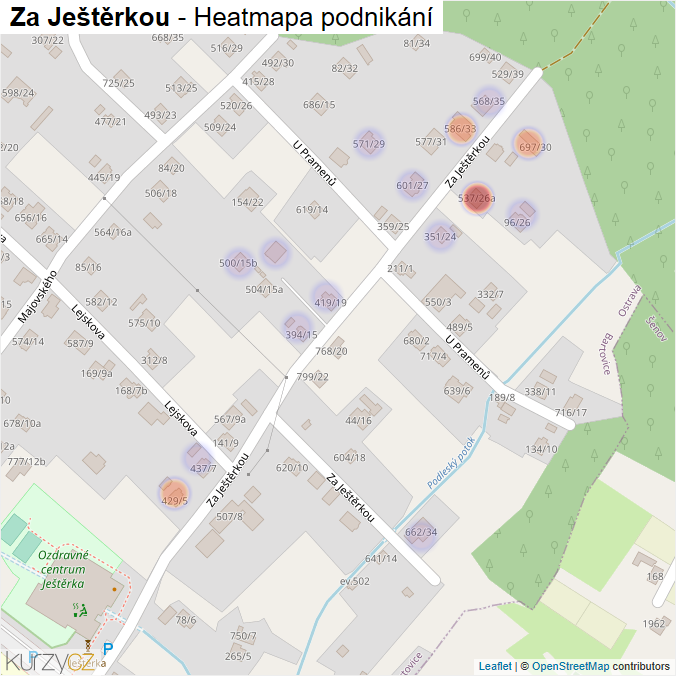 Mapa Za Ještěrkou - Firmy v ulici.