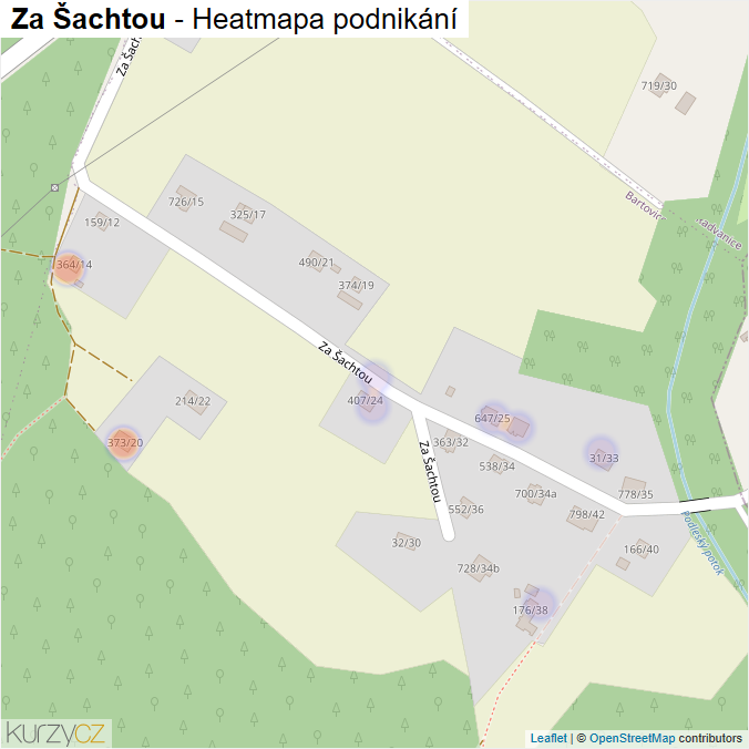 Mapa Za Šachtou - Firmy v ulici.