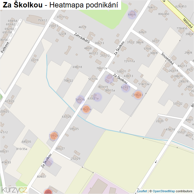 Mapa Za Školkou - Firmy v ulici.