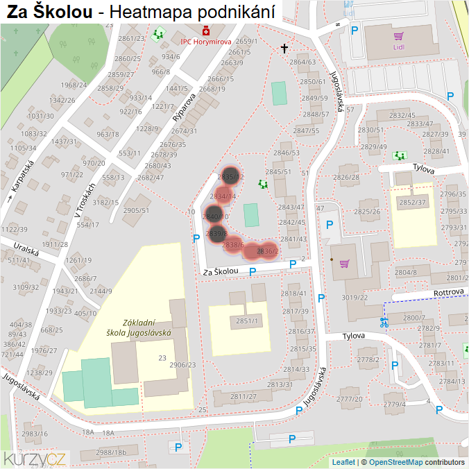 Mapa Za Školou - Firmy v ulici.