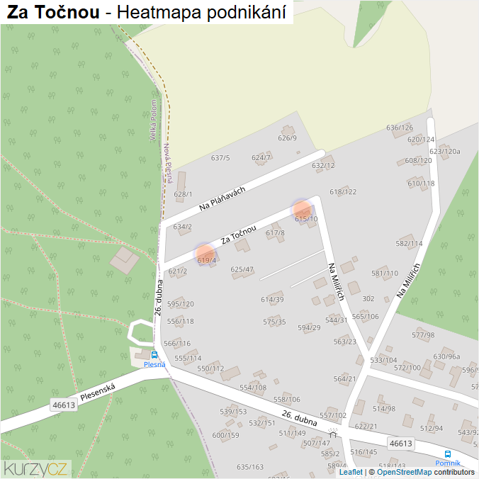 Mapa Za Točnou - Firmy v ulici.
