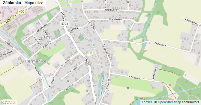 Záblatská - mapa ulice