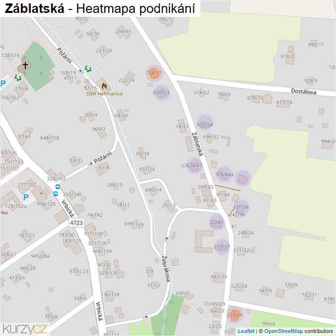 Mapa Záblatská - Firmy v ulici.