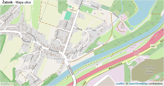 Žabník - mapa ulice