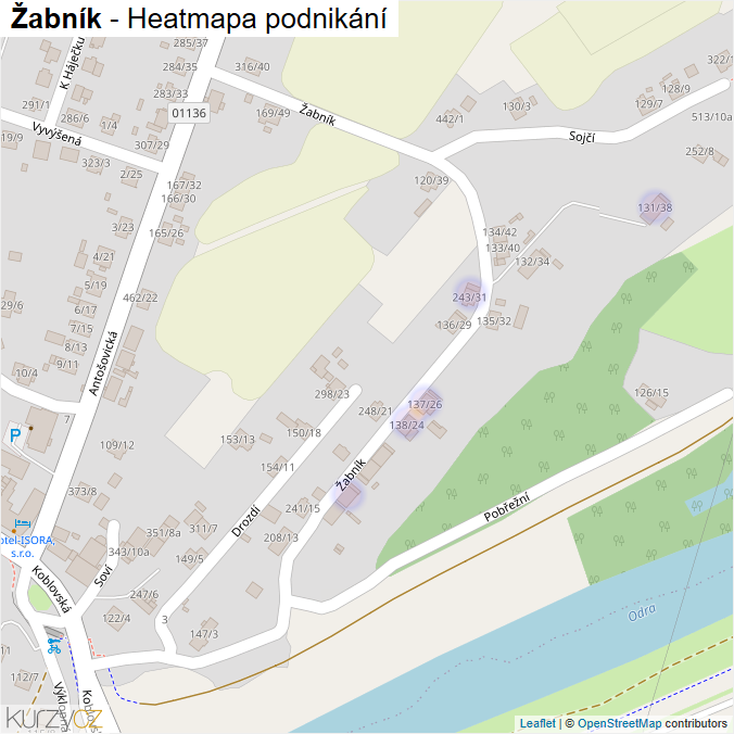 Mapa Žabník - Firmy v ulici.