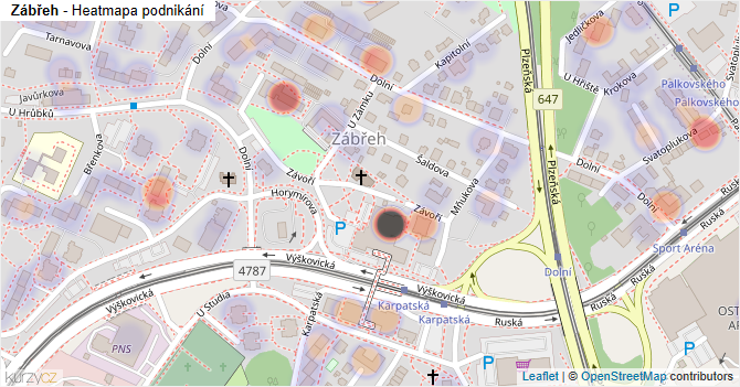 Zábřeh - mapa podnikání