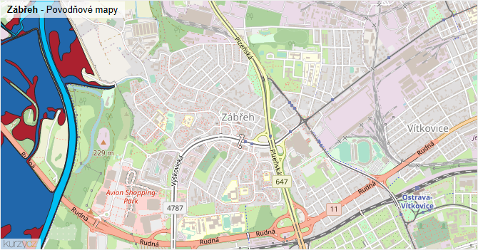 Zábřeh - záplavové mapy stoleté vody