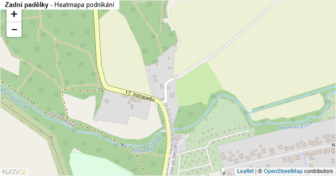 Zadní padělky - mapa podnikání