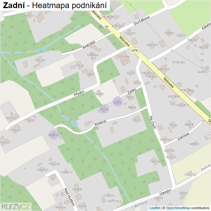 Mapa Zadní - Firmy v ulici.
