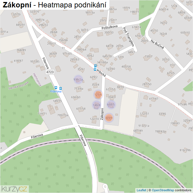 Mapa Zákopní - Firmy v ulici.