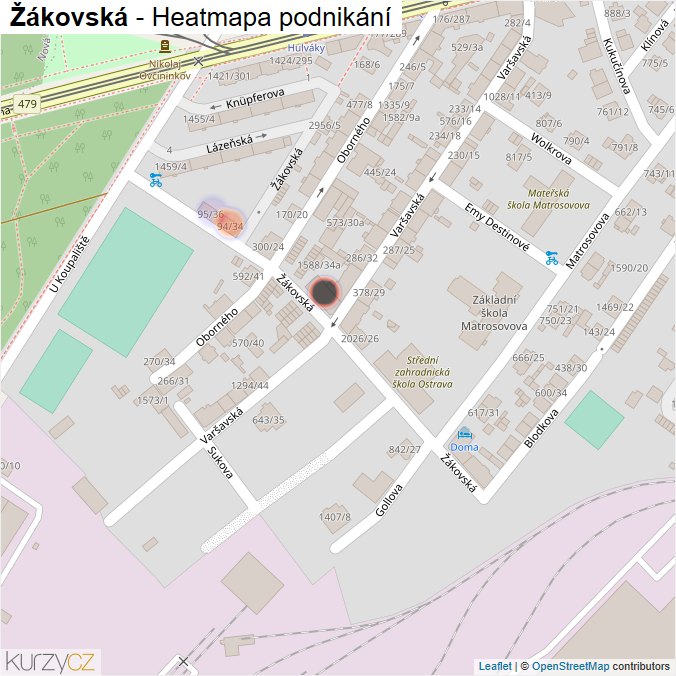 Mapa Žákovská - Firmy v ulici.