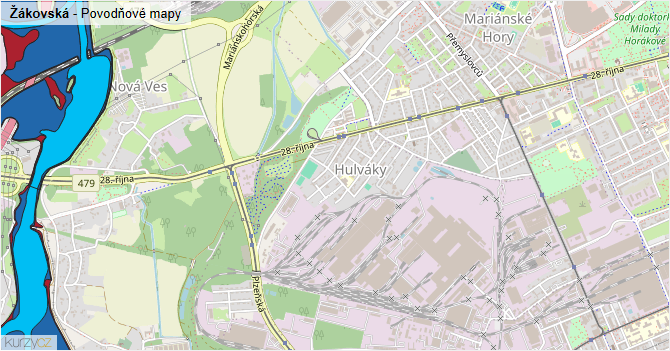 Žákovská - záplavové mapy stoleté vody