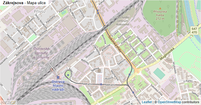Zákrejsova - mapa ulice