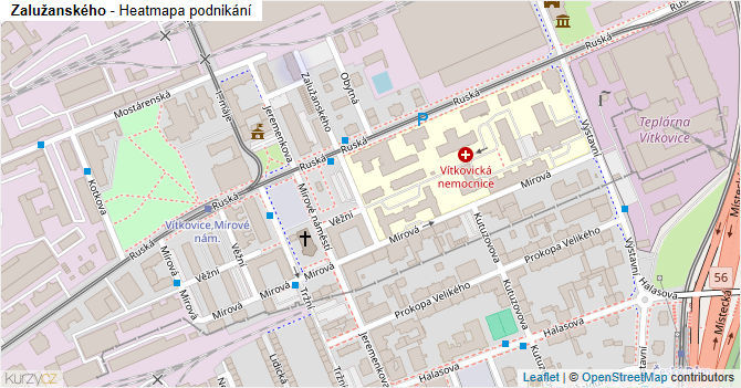 Zalužanského - mapa podnikání