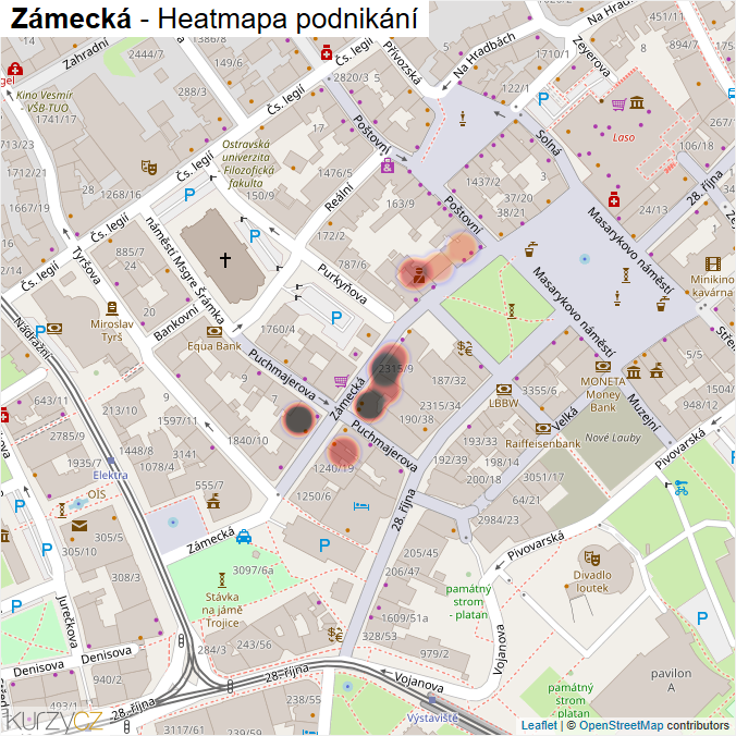 Mapa Zámecká - Firmy v ulici.