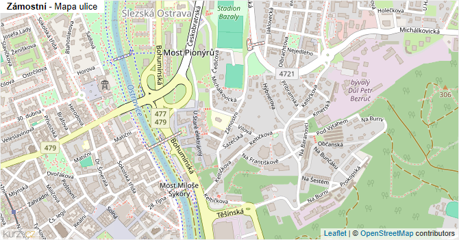 Zámostní - mapa ulice