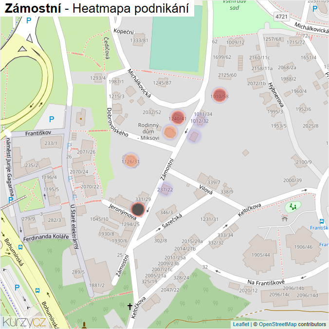 Mapa Zámostní - Firmy v ulici.