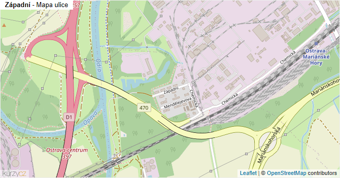 Západní - mapa ulice