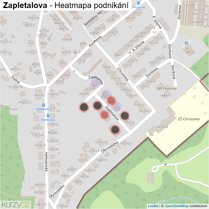 Mapa Zapletalova - Firmy v ulici.