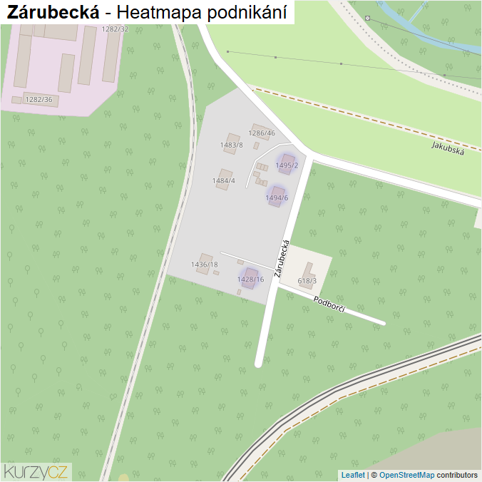 Mapa Zárubecká - Firmy v ulici.