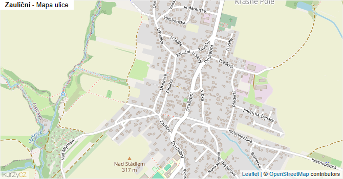 Zauliční - mapa ulice