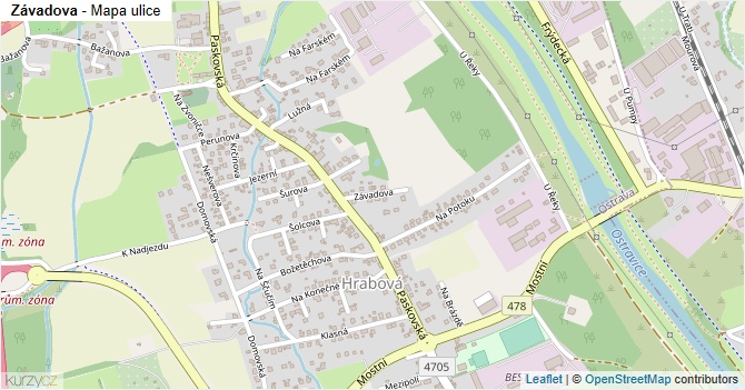Závadova - mapa ulice