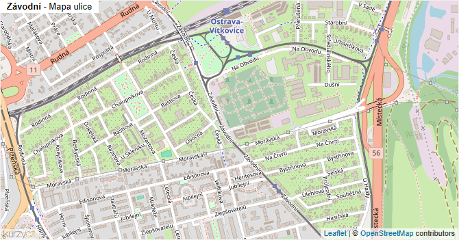 Závodní - mapa ulice
