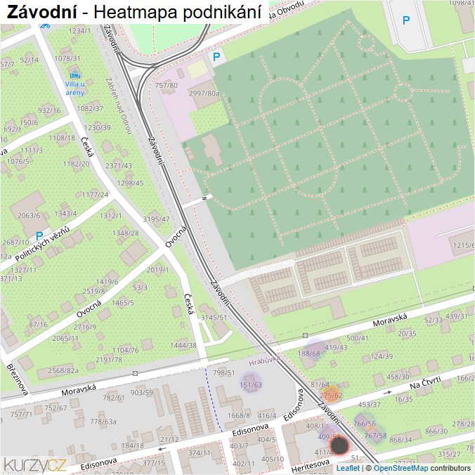 Mapa Závodní - Firmy v ulici.
