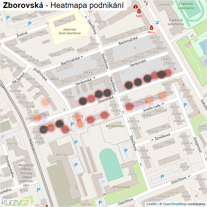 Mapa Zborovská - Firmy v ulici.