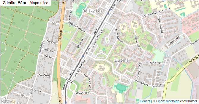 Zdeňka Bára - mapa ulice