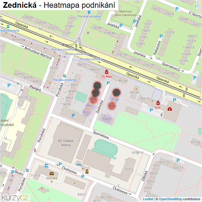 Mapa Zednická - Firmy v ulici.
