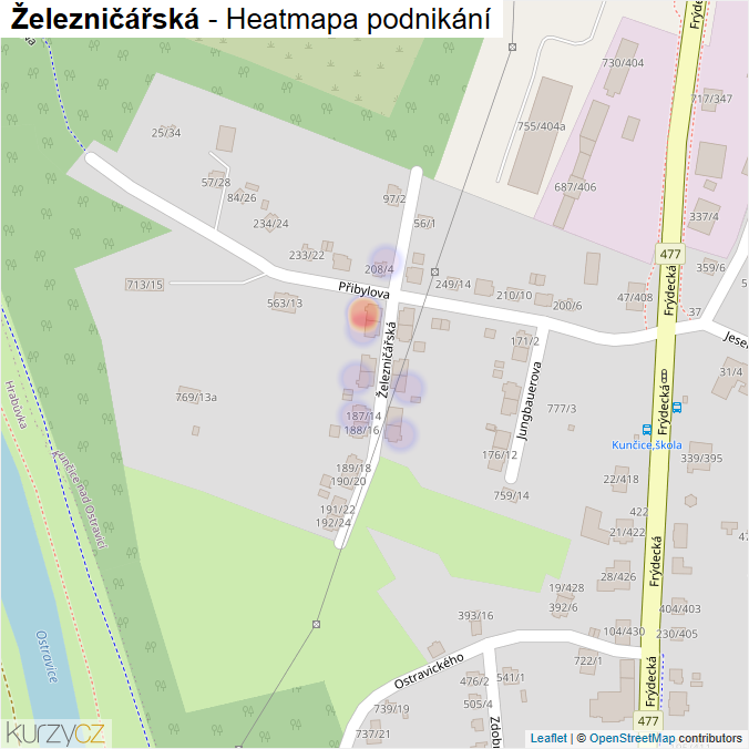 Mapa Železničářská - Firmy v ulici.