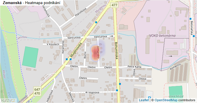 Zemanská - mapa podnikání