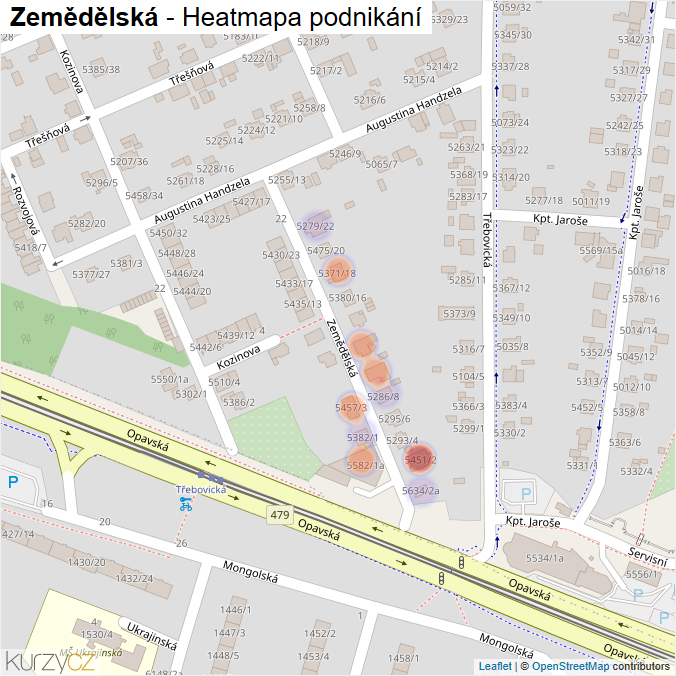 Mapa Zemědělská - Firmy v ulici.