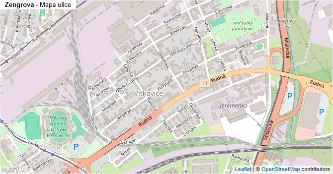 Zengrova - mapa ulice