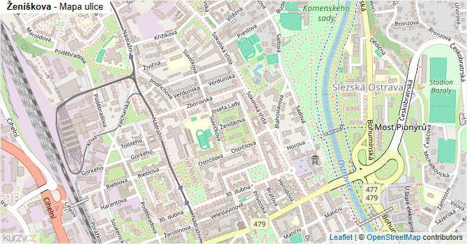 Ženíškova - mapa ulice