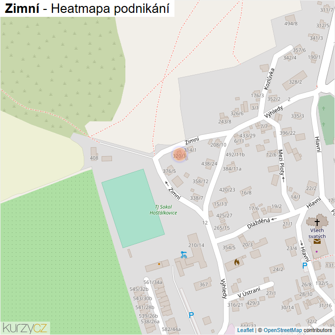 Mapa Zimní - Firmy v ulici.