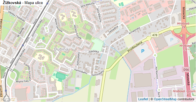 Žižkovská - mapa ulice