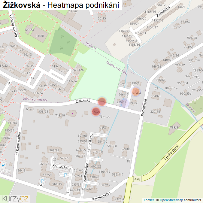 Mapa Žižkovská - Firmy v ulici.