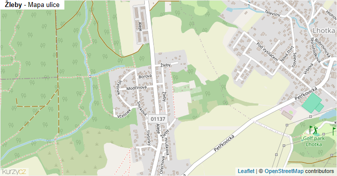 Žleby - mapa ulice