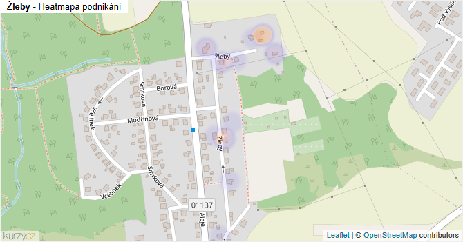 Žleby - mapa podnikání