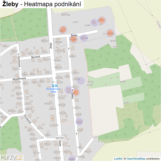 Mapa Žleby - Firmy v ulici.