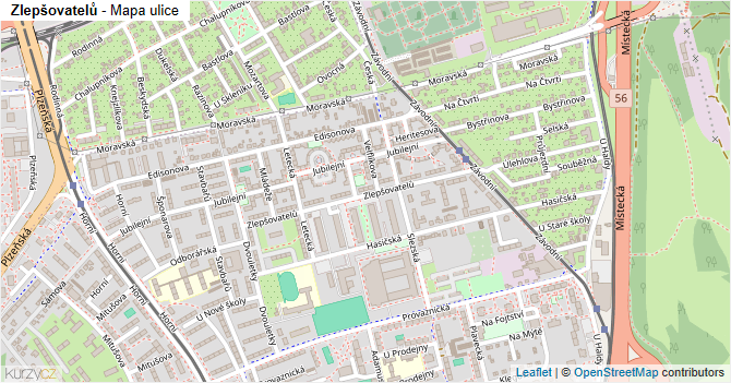 Zlepšovatelů - mapa ulice