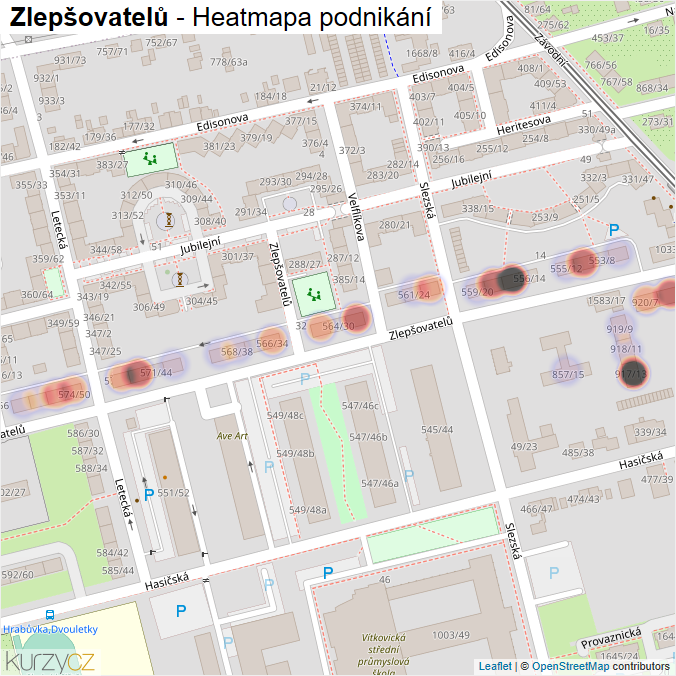 Mapa Zlepšovatelů - Firmy v ulici.