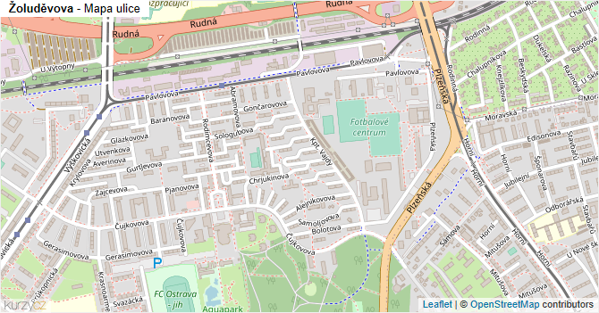 Žoluděvova - mapa ulice