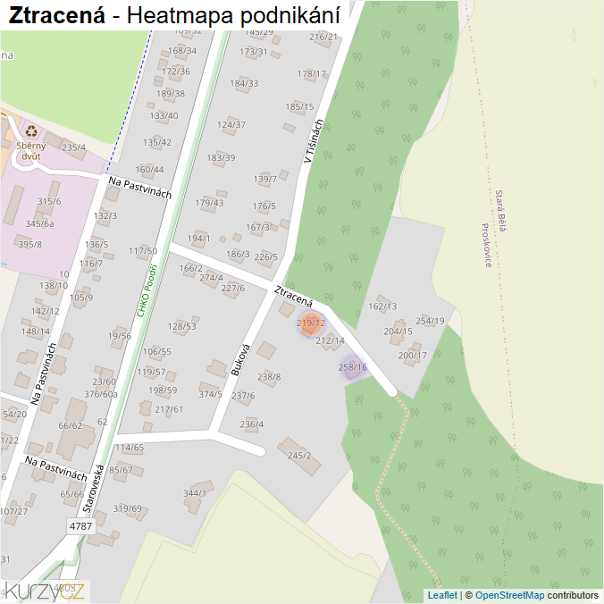 Mapa Ztracená - Firmy v ulici.